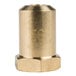 A gold metal cylinder with a hexagon shaped brass nut with the number 56 on it.
