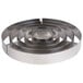 A close-up of a Matfer Bourgeat stainless steel circular wedding cake ring set.