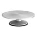 A silver 12-inch revolving cake stand with a round base.
