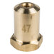 A gold metal cylinder with a brass threaded nut with the number 47 on it.