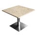 A square Art Marble table top with a Kashmir White granite finish.