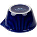 A cobalt blue ceramic Tuxton fluted ramekin with an eggshell white interior.