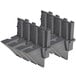 A close-up of a grey plastic dovetail piece.