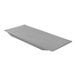 A gray rectangular metal shelf end plate.