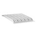 A white metal grid with a row of white plastic vent strips on a white background.