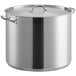 A Vigor stainless steel stock pot with a lid.