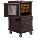 A dark brown Cambro Ultra Camcart holding food in a container.
