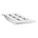 A white plastic shelf with vented holes.