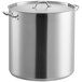 A large silver Vigor stainless steel stock pot with a lid.