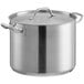 A Vigor stainless steel stock pot with a lid.