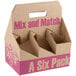 A cardboard wine bottle carrier that holds six bottles.