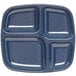 a blue tray with four compartments