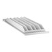 A white plastic shelf with vented holes.