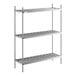 A Regency aluminum wire shelving unit with three shelves.