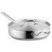 A Vigor stainless steel saute pan with a lid and helper handle.