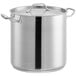 A Vigor stainless steel stock pot with a lid.