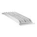A white plastic shelf with vented holes in four rows.