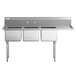 A Regency stainless steel 3 compartment sink with right drainboard.