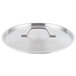 A close-up of a stainless steel Vigor SS1 Series lid with a handle.