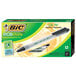 A green box of 12 Bic Ecolutions Clic Stic black ink pens.