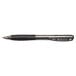 A close-up of a Bic black and silver Bold Point Retractable Ballpoint Pen with a black tip.