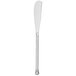 A silver butter knife with a solid handle.