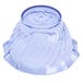a clear glass bowl with a blue rim