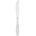A close up of a Walco Modernaire stainless steel butter knife with a black handle.