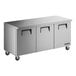 A True TUC-72-HC stainless steel undercounter refrigerator with black handles.