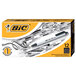 A white and black box of Bic Clic Stic black ink pens.