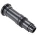 A black plastic tube with a black cap and a threaded end.