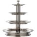 A stainless steel Bon Chef 4-tier stand on a table outdoors.