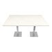 An Art Marble Furniture Carrera White Quartz table top on a table with silver legs.