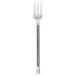 A silver Walco stainless steel cocktail fork with a checkered handle.
