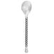 A Walco stainless steel demitasse spoon with a checkered handle.