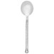 A Walco stainless steel bouillon spoon with a hammered handle.
