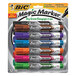 Bic GELITP121AST Magic Marker Assorted Color Low Odor and Bold Writing Chisel Tip Dry Erase Marker - 12/Set