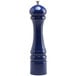 A Chef Specialties cobalt blue pepper mill with a silver handle.