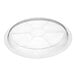 A clear plastic lid with a circular design on a white background.