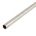 A close up of a stainless steel metal pipe with a hole.