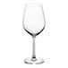 A close-up of a clear Chef & Sommelier wine glass.