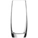 A clear Chef & Sommelier cooler glass with a clear liquid inside.