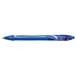 A blue Bic Gel-ocity pen with a white tip and cap.