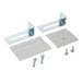 A white rectangular display case with metal brackets and screws.