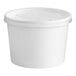 A white Choice paper food container with a vented plastic lid.