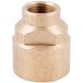A brass Cooking Performance Group thermocouple fitting with a nut.