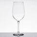 A clear Libbey Vina wine glass on a table.