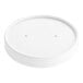 A white round lid with two holes on a white background.