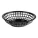 A black plastic basket with grids.