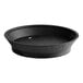 A black round plastic platter with a base.